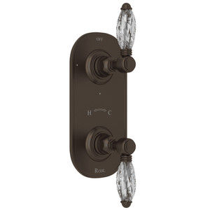 1/2 Inch Thermostatic and Diverter Control Trim - Tuscan Brass with Crystal Metal Lever Handle | Model Number: A4964LCTCB - Product Knockout