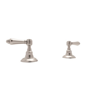 DISCONTINUED-Set of Hot and Cold 3/4 Inch Sidevalves - Satin Nickel with Metal Lever Handle | Model Number: A7422LMSTN - Product Knockout