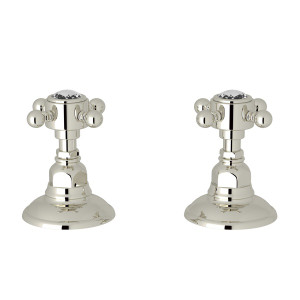 DISCONTINUED-Set of Hot and Cold 3/4 Inch Sidevalves - Polished Nickel with Crystal Cross Handle | Model Number: A7422XCPN - Product Knockout