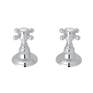 DISCONTINUED-Set of Hot and Cold 3/4 Inch Sidevalves - Polished Chrome with Cross Handle | Model Number: A7422XMAPC - Product Knockout