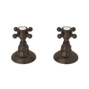 DISCONTINUED-Set of Hot and Cold 3/4 Inch Sidevalves - Tuscan Brass with Cross Handle | Model Number: A7422XMTCB - Product Knockout