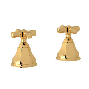 DISCONTINUED-Palladian Set of Hot and Cold 3/4 Inch Sidevalves - Italian Brass with Cross Handle | Model Number: A7922XMIB - Product Knockout