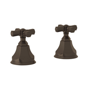 DISCONTINUED-Palladian Set of Hot and Cold 3/4 Inch Sidevalves - Tuscan Brass with Cross Handle | Model Number: A7922XMTCB - Product Knockout