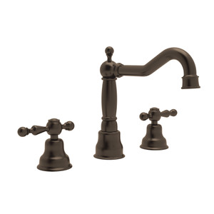 DISCONTINUED-Arcana Column Spout Widespread Bathroom Faucet - Tuscan Brass with Ornate Metal Lever Handle | Model Number: AC107L-TCB-2 - Product Knockout