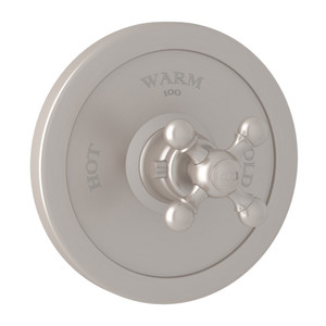 DISCONTINUED-Arcana Thermostatic Trim Plate without Volume Control - Satin Nickel with Cross Handle | Model Number: AC720X-STN/TO - Product Knockout