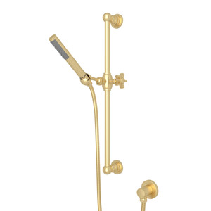 San Giovanni Single-Function Handshower Set - Satin Unlacquered Brass with Five Spoke Cross Handle | Model Number: AKIT8073XSUB - Product Knockout