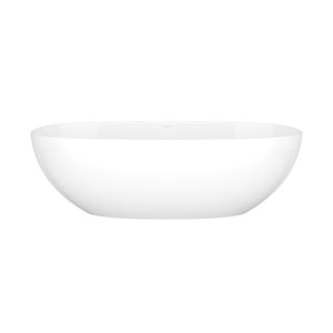 Barcelona 70-1/4 Inch X 33-5/8 Inch Freestanding Soaking Bathtub in Volcanic Limestone&trade; with No Overflow Hole - Gloss White | Model Number: BAR-N-SW-NO - Product Knockout