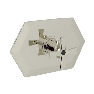 Bellia Thermostatic Trim without Volume Control - Polished Nickel with Cross Handle | Model Number: BE720X-PN/TO - Product Knockout