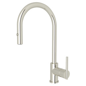 Pirellone Pulldown Side Lever Kitchen Faucet - Polished Nickel with Metal Lever Handle | Model Number: CY57L-PN-2 - Product Knockout