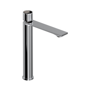 Robinet de salle de bain long à  poignée simple Eclissi - Chrome poli avec accent Nickel satiné et poignée circulaire  | Numéro de modèle: EC02D1IWPCN - Produit épuisé