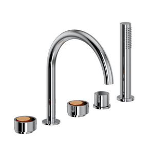 DISCONTINUED Eclissi™ 5-Hole Deck Mount Tub Filler With C-Spout - Polished Chrome/Satin Gold | Model Number: EC06D5IWPCG