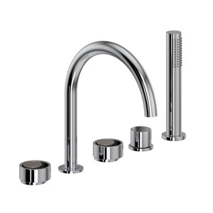 DISCONTINUED Eclissi™ 5-Hole Deck Mount Tub Filler With C-Spout - Polished Chrome/Satin Nickel | Model Number: EC06D5IWPCN