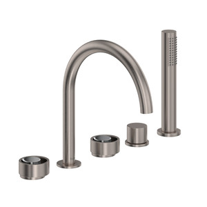 DISCONTINUED Eclissi™ 5-Hole Deck Mount Tub Filler With C-Spout - Satin Nickel/Polished Chrome | Model Number: EC06D5IWSNC