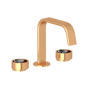 Eclissi Widespread Bathroom Faucet - U-Spout - Satin Gold with Polished Chrome Accent with Circular Handle | Model Number: EC09D3IWSGC - Product Knockout