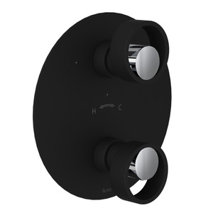Eclissi 1/2 Inch Thermostatic Trim with Diverter - Matte Black with Polished Chrome Accent with Circular Handle | Model Number: EC12W2IWMBC - Product Knockout
