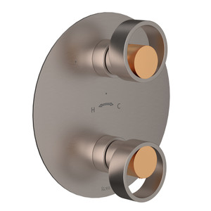 Eclissi™ 1/2" Thermostatic Trim With Diverter - Satin Nickel/Satin Gold | Model Number: EC12W2IWSNG