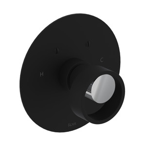 Eclissi 3/4 Inch Thermostatic Trim without Volume Control - Matte Black with Polished Chrome Accent with Circular Handle | Model Number: EC13W1IWMBC - Product Knockout