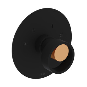 Eclissi 3/4 Inch Thermostatic Trim without Volume Control - Matte Black with Satin Gold Accent with Circular Handle | Model Number: EC13W1IWMBG - Product Knockout