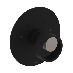 Eclissi 3/4 Inch Thermostatic Trim without Volume Control - Matte Black with Satin Nickel Accent with Circular Handle | Model Number: EC13W1IWMBN - Product Knockout