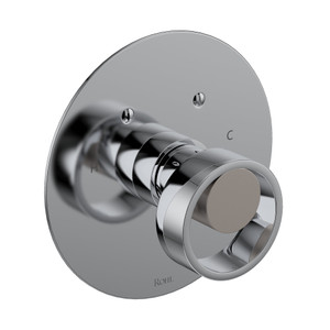 Eclissi 3/4 Inch Thermostatic Trim without Volume Control - Polished Chrome with Satin Nickel Accent with Circular Handle | Model Number: EC13W1IWPCN - Product Knockout