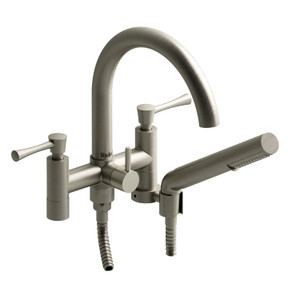 Edge Two Hole Tub Filler Without Risers  - Brushed Nickel with Lever Handles | Model Number: ED06LBN