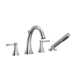 Edge 4-Hole Deck Mount Tub Filler  - Chrome with Lever Handles | Model Number: ED12LC - Product Knockout