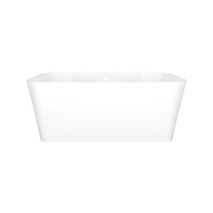 Edge 59 Inch X 31-1/2 Inch Freestanding Soaking Bathtub in Volcanic Limestone&trade; with Overflow Hole - Gloss White | Model Number: EDG-N-SW-OF - Product Knockout