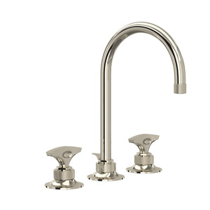 Graceline C-Spout Widespread Bathroom Faucet - Polished Nickel with Metal Dial Handle | Model Number: MB2019DMPN-2 - Product Knockout