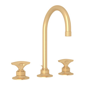 DISCONTINUED-Graceline C-Spout Widespread Bathroom Faucet - Satin Brass with Metal Dial Handle | Model Number: MB2019DMSTB-2 - Product Knockout