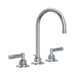 Graceline C-Spout Widespread Bathroom Faucet - Polished Chrome with Metal Lever Handle | Model Number: MB2019LMAPC-2 - Product Knockout