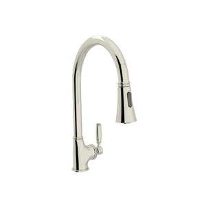 Gotham High-Spout Pulldown Kitchen Faucet - Polished Nickel with Metal Lever Handle | Model Number: MB7928LMPN-2 - Product Knockout
