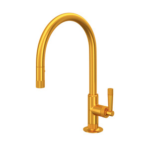 Graceline Pulldown Kitchen Faucet - Satin Gold with Metal Lever Handle | Model Number: MB7930LMSG-2 - Product Knockout