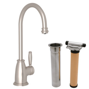 Gotham C-Spout Filter Faucet - Satin Nickel with Metal Lever Handle | Model Number: MBKIT7917LMSTN-2 - Product Knockout