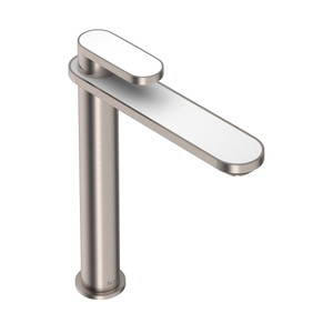 Miscelo Single Handle Tall Bathroom Faucet - Satin Nickel Spout with Bianco Insert with Lever Handle with Insert | Model Number: MI02D1BLSTN - Product Knockout