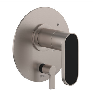 Miscelo Pressure Balance Trim with Diverter - Satin Nickel Spout with Nero Insert with Lever Handle with Insert | Model Number: MI11W1NRSTN - Product Knockout