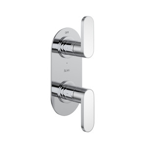 Miscelo 1/2 Inch Thermostatic Trim with Diverter - Polished Chrome Spout with Bianco Insert with Lever Handle with Insert | Model Number: MI12W2BLAPC - Product Knockout