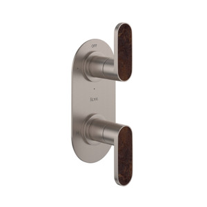 Miscelo 1/2 Inch Thermostatic Trim with Diverter - Satin Nickel Spout with Sedona Insert with Lever Handle with Insert | Model Number: MI12W2SDSTN - Product Knockout
