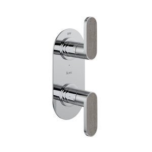 Miscelo 1/2 Inch Thermostatic Trim with Diverter - Polished Chrome Spout with Whitewash Barnwood Insert with Lever Handle with Insert | Model Number: MI12W2WBAPC - Product Knockout