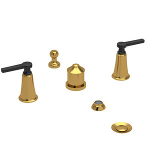 DISCONTINUED Momenti™ Two Handle Deck Mount Bidet - Brushed Gold/Black | Model Number: MMRD09JBGBK