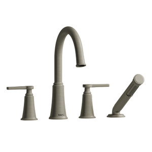 Momenti™ 4-Hole Deck Mount Tub Filler With C-Spout - Brushed Nickel | Model Number: MMRD12JBN
