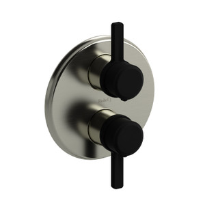 DISCONTINUED Momenti™ 3/4" Therm & Pressure Balance Multi-Function System - Brushed Nickel/Black | Model Number: MMRD83JBNBK