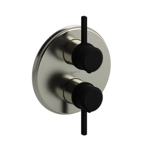 DISCONTINUED Momenti™ 3/4" Therm & Pressure Balance Multi-Function System - Brushed Nickel/Black | Model Number: MMRD83LBNBK