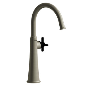 DISCONTINUED Momenti™ Single Handle Tall Lavatory Faucet With C-Spout - Brushed Nickel/Black | Model Number: MMRDL01+BNBK-10