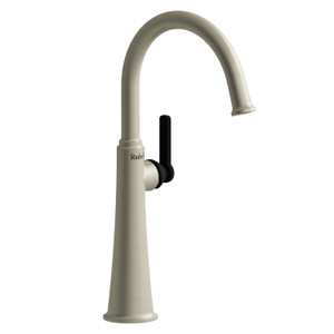 Momenti Single Handle Tall Bathroom Faucet with C-Spout  - Brushed Nickel and Black with J-Shaped Handles | Model Number: MMRDL01JBNBK - Product Knockout