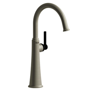 DISCONTINUED Momenti™ Single Handle Tall Lavatory Faucet With C-Spout - Brushed Nickel/Black | Model Number: MMRDL01LBNBK-10