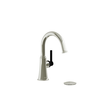 Momenti Single Handle Bathroom Faucet with C-Spout  - Polished Nickel and Black with Lever Handles | Model Number: MMRDS01LPNBK - Product Knockout