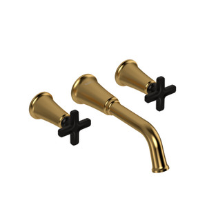DISCONTINUED Momenti™ Wall Mount Tub Filler - Brushed Gold/Black | Model Number: MMSQ05XBGBK