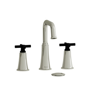 DISCONTINUED Momenti™ Widespread Lavatory Faucet With U-Spout - Polished Nickel/Black | Model Number: MMSQ08+PNBK