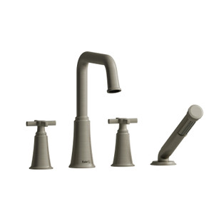 DISCONTINUED Momenti™ 4-Hole Deck Mount Tub Filler With U-Spout - Brushed Nickel | Model Number: MMSQ12+BN