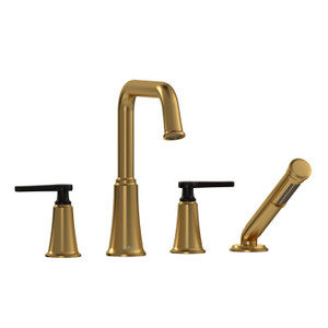 DISCONTINUED Momenti™ 4-Hole Deck Mount Tub Filler With U-Spout - Brushed Gold/Black | Model Number: MMSQ12JBGBK